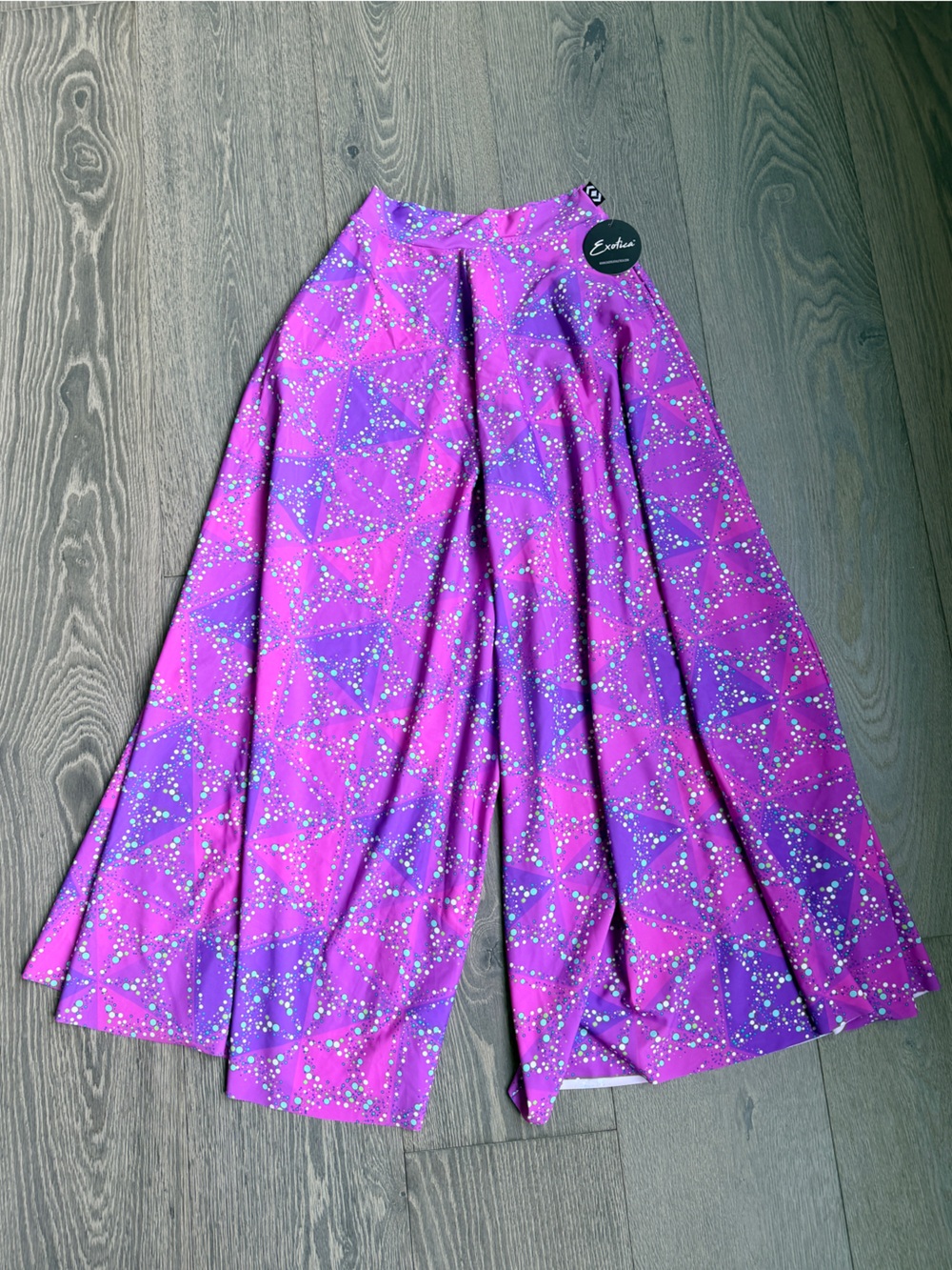 Exotica ExoticAthletica Trance Purple Silky Palazzo Wide Leg Pant Size Medium